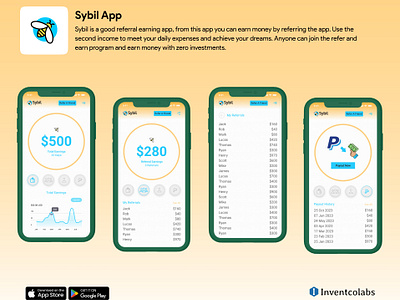 Sybil app appdevelopment mobileappdevelopment moneyapp referralearningapp