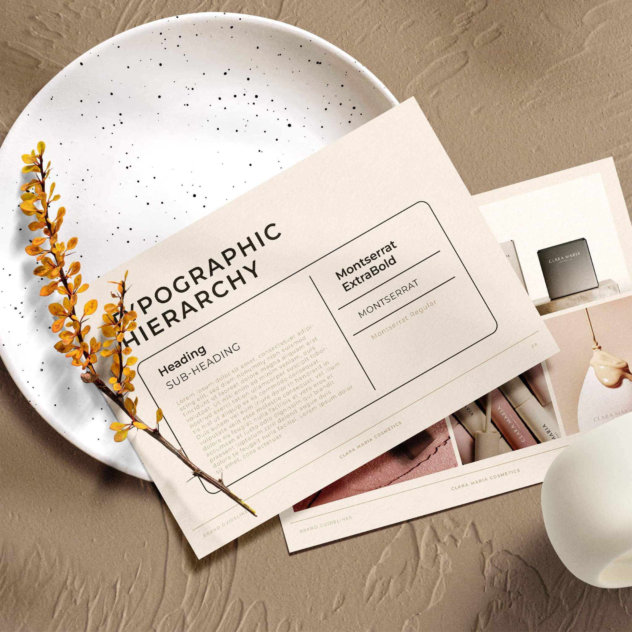 Clara | Brand Guidelines Template beauty brand design brand guidelines brandguidelines branding colour palette cosmetic graphic design idea inspiration logo logo design logo designer presentation skin skincare typography