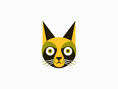 Geometric Cat Logo animal branding cartoon cat design emblem face geometric icon identity illustration logo mark mascot pet sports symbol vector vet