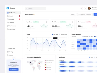 Sphere - Ecommerce Dashboard admin analytics animation b2b b2c clean dashboard ecommerce financial fintech marketing minimalist modern product sales startup statistic store uiux user dashboard