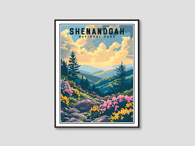 Shenandoah national park. retro travel poster art design art design graphic design illustration retro retro poster travel poster travels vintege