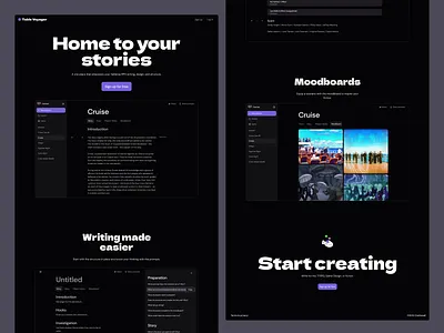 Landing Page for TTRPG Notebook app dark dark mode desktop editor landing landing page management marketing minimal notebook product ui