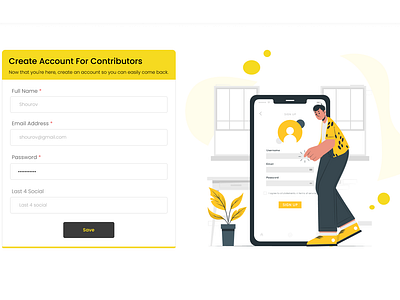 Create an account for contributors animation branding graphic design login page logout page design motion graphics sign in page sign up page ui uiux design