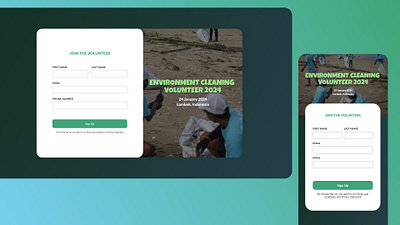 Sign Up Page - Environment Cleaning Volunteer daily ui mobile mockup ui ui design web web design