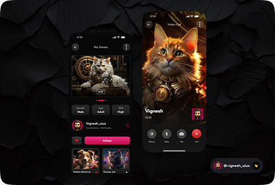 Pet Adoption App UI Screens app care cat design dog figma figma mobile app illustration pet ui uiux ux