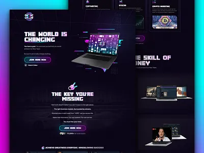 Infoproduct Website 3d bright conversion rate design funnel glitch glitch website hero infoproduct landing page matrix mockup product display vsl website