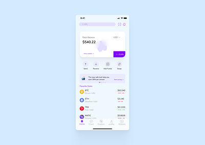 Crypto Wallet - Home Page branding motion graphics ui