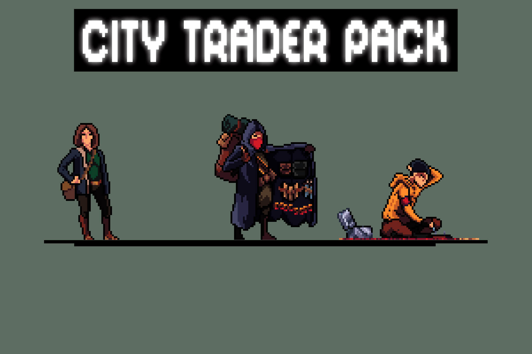 Free City Trader Character Sprite Sheets Pixel Art by 2D Game