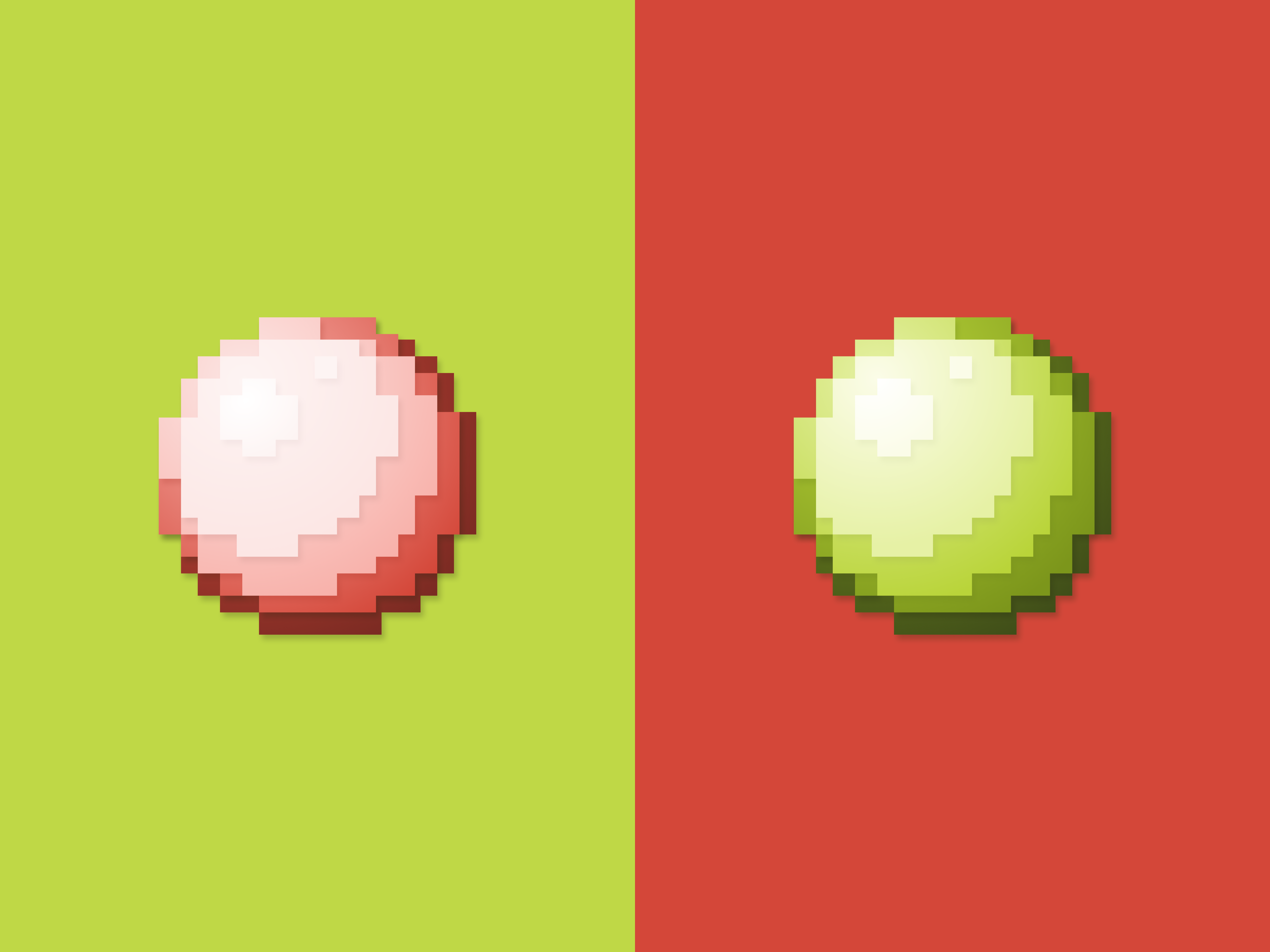 Pixel Spheres digitalart figma geometricshapes pixelart redandgreen