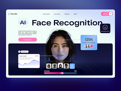 Face Me - AI Website arounda design interface product service startup ui ux web website