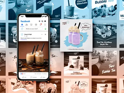 Boba Drink Advertisements Design boba branding coffee design drink graphic icetea post social media template