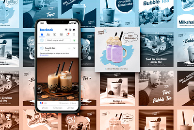 Boba Drink Advertisements Design boba branding coffee design drink graphic icetea post social media template