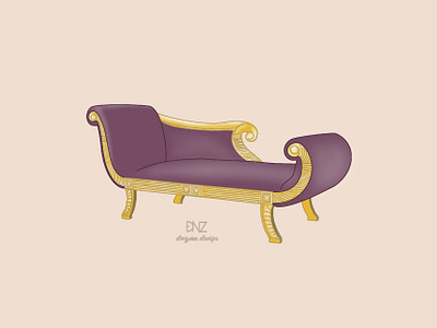 Queen Cleopatra Egyptian Chaise Sofa illustration