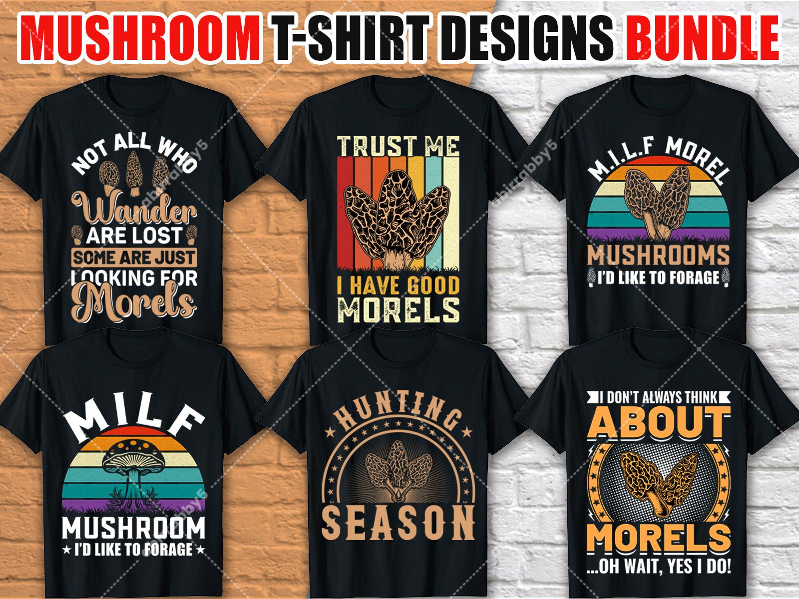 Mushroom T-shirt Designs Bundle bulk bulk t shirt custom t shirt design forest fungi mushroom design mushroom house mushroom illustration mushrooms nature shirt shirt design t shirt t shirt design tee tee shirt typography typography t shirt vector art