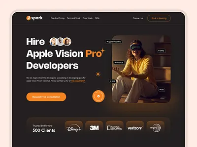Apple Vision Pro | Landing Page apple apple vision pro banner design branding design hire designer hire developer landing page logo modern design ui uiux vision pro website website design