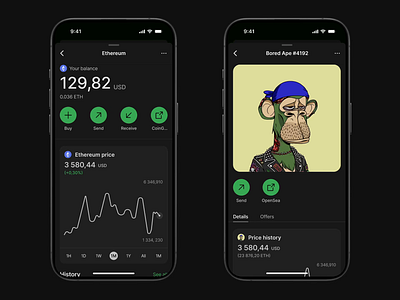 CoinWell Wallet - Assests animation app assets clean coins crypto cryptocurrency darkmode details ethereum figma ios mobile nft product design ui ux wallet
