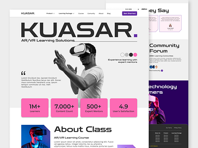 KUASAR - AR/VR Learning Platform Landing Page arvr uiux web design