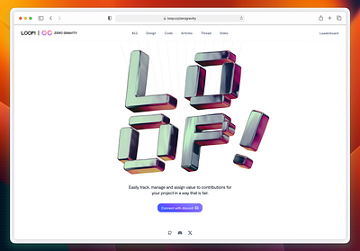 Loop.co - Easily manage contributions to your project 3d bitcoin branding crypto design figma illustration landing page logo product design project management ui
