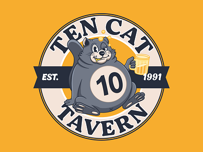 Ten Cat Tavern Logo Design branding cat cat design cat illustration cat logo cat tavern character design design graphic design illustration logo logo design tavern tavern logo tavern logo design ui ux vector