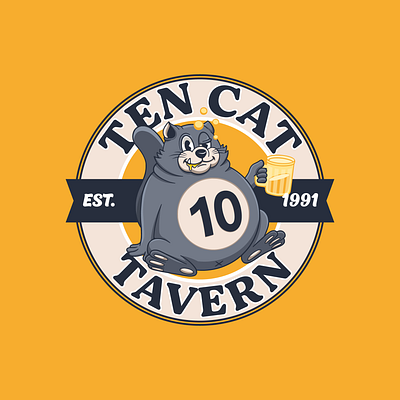 Ten Cat Tavern Logo Design branding cat cat design cat illustration cat logo cat tavern character design design graphic design illustration logo logo design tavern tavern logo tavern logo design ui ux vector