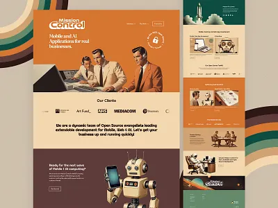 Mobile Developer Web Design 70s 80s adobe ai artificial branding design dev developer figma fresh growth intelligence logo mobile retro ui ux vintage web