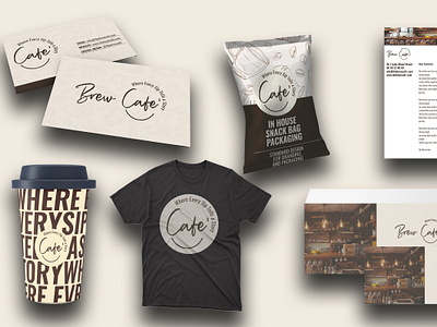 Complete Brand Identity for BrewCafe branding cup design flyer graphic design logo t shirt