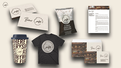 Complete Brand Identity for BrewCafe branding cup design flyer graphic design logo t shirt