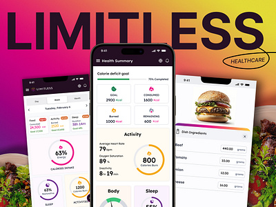 Limitless Health & Care Mobile App food calories app health app mobile app ui ui design ux