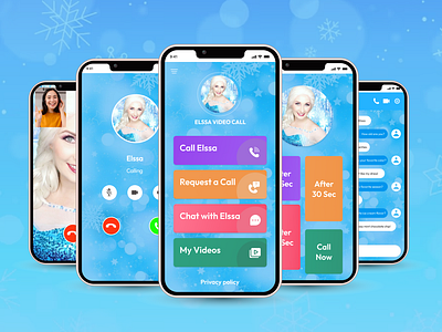 Elsa Prank Call App Design elsa game elsa prank call figma kids app ui design uiux