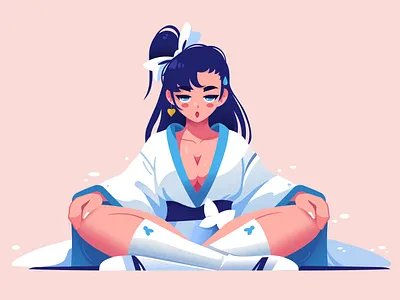 Karate Girl anime beauty branding design fight flat girl illustration japanese karate logo people simple sport ui vector woman