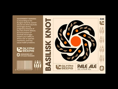 Glyph Beer 46 basilisk beer label beer packaging celtic desert emblem icon knot label design logo nature packaging design serpent sigil snake sol sun symbol viking