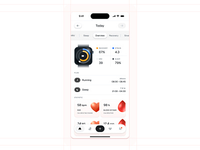 Fitness and Health Tracker App card cards fitness health icon icons mobile mobileapp running tracker ui watch watchos