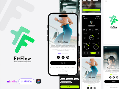 Sport and Fitness App Kit by Uinkits Design System app design figma ui kit fitness app fitness app design fitness data fitness mobile fitness tracker fitness trainer app gym app sport app sport mobile tracker ui kit workout app