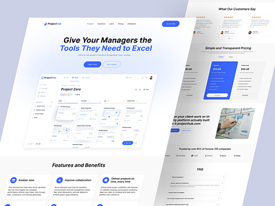 Project Management SaaS Landing Page landing page management project project management project management landing page project management web design project manager project tracking saas saas design saas landing page task task management ui web web app web design website website design