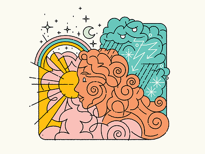 Mental health artwork colour creative design girl health illustration illustrator ilustrace marekehrenberger mental mental health rainbow storm totebag vector woman