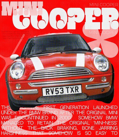 Gen 1 Mini Cooper - vintage ad ad branding mini cooper poster design