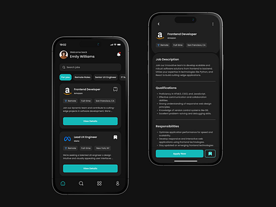 Job Finder Mobile App UI appdesign branding creativedesign dailyui designprocess job jobfinder jobsearch mobile mobileappdesign mobileapps responsivedesign topdesign ui uidesign uiux uiuxinspiration userexperience userinterfacedesign ux