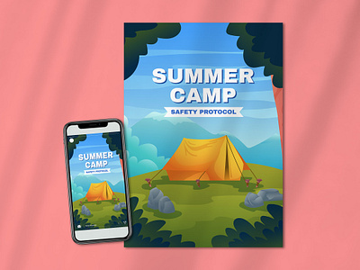 Summer Camp Adventure Poster adventure adventure poster camp camp poster camp social media cartoon flat illustration hiking poster mountain poster summer summer camp