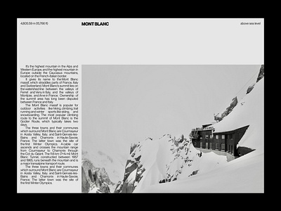 Mont Blanc | Editorial layout, pt. 10 design editorial figma graphic design grid landing landing page layout minimal minimalism minimalist poster swiss typographic typography ui ui design user interface web web design