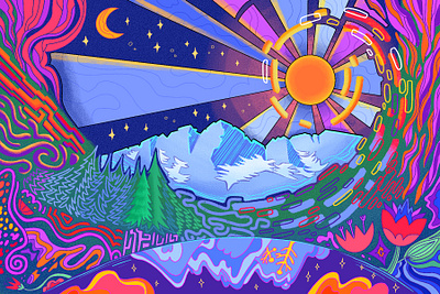 Surreal Colorado Mountains art artsy colorado creative design drawing groovy illustration mountains procreate psychedelic psychedelic art surreal trippy