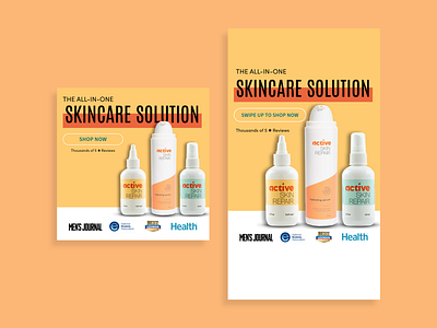 Active Skin Repair Prospecting Meta Ads brand bright graphic design meta ads prospecting skin care top of funnel
