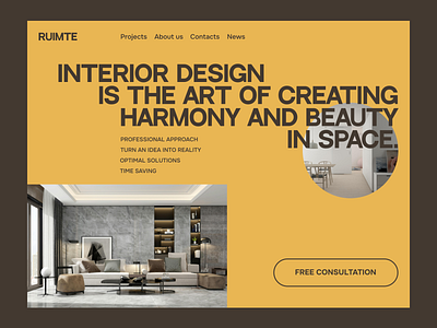 RUIMTE | Interior design studio | Web Design Concept concept creative design inspiration interface interior studio typography ui ux webdesign