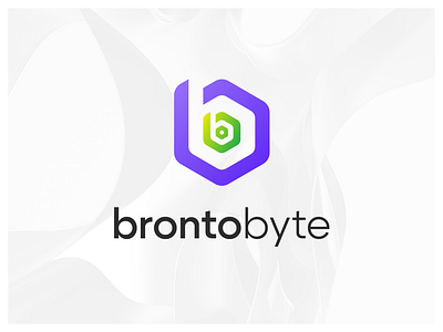 brontobyte logo after 10 years! branding byte clean design gradient graphic design green hexagonal logo logo modern purple startup tech white