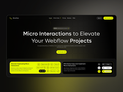 Interactions | Web Site business design hero hero block interaction interface product design project task ui uiux webflow