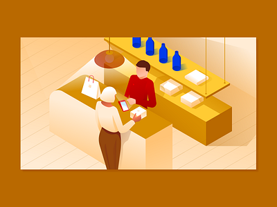 Point of sale banking fintech getnet illustration illustrator isometric merchant miguelcm payments pos santander scene