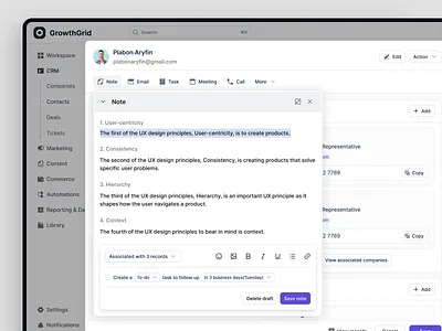 Customer Service Dashboard buisness customer dashboard modal popup product saas sales service text editor ui ux