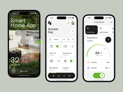 Smart Home App app control panel digital home green home home management home monitoring home security iot app mobile modern house monitoring remote control smart device smart home smart home app ui ux