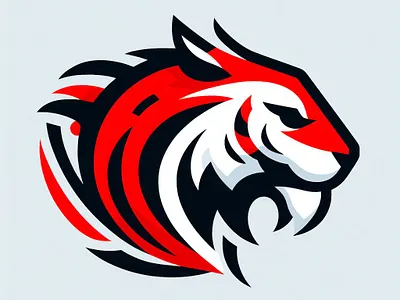 red and black tiger logo concept for sport brand athlete motivation athletic branding bold graphics distinctive symbol dynamic imagery fierce emblem graphic art majestic stripes minimalist design powerful aesthetics sports apparel sports logo stylized forms team mascot team spirit tiger icon visual identity white tiger wildlife inspiration