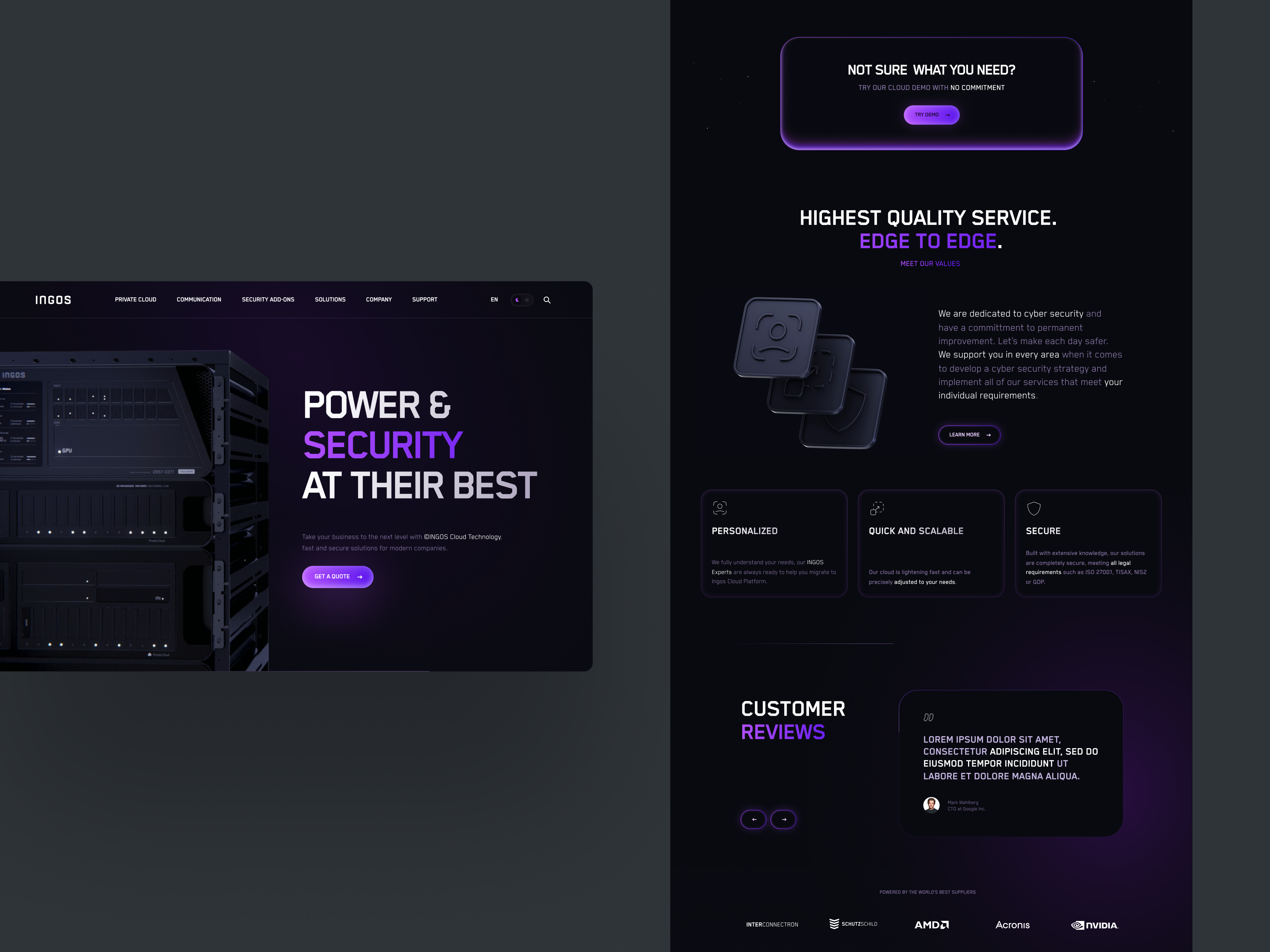 INGOS 3d models cyber security dark mode hardware rwd ui web design website