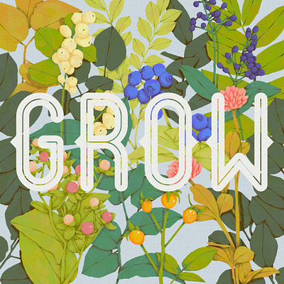 Growth botanical digital illustration editorial floral grow illustration magazine nature organic plants procreate
